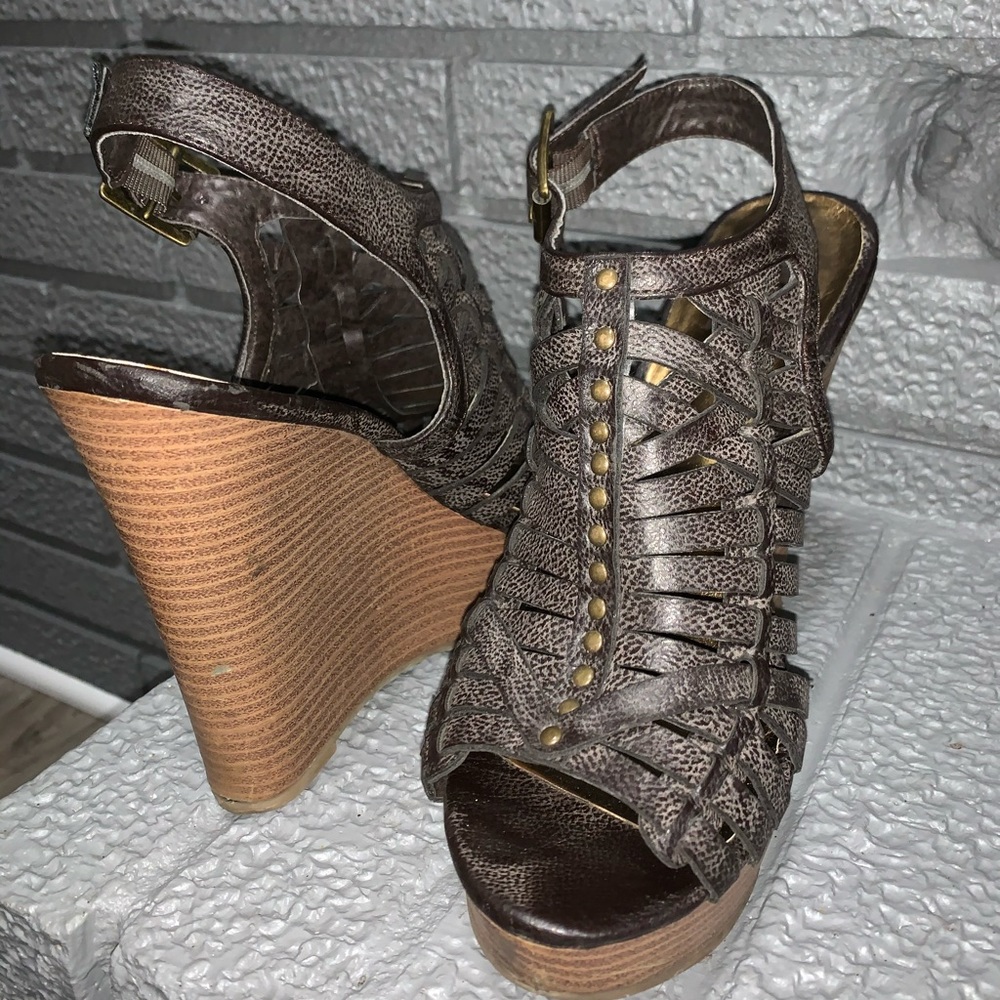 Black with metal accents wedge heels